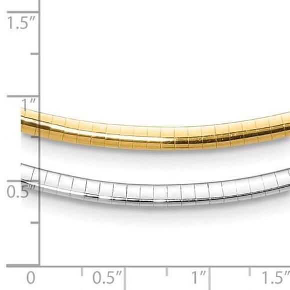 Leslie's 14K Italian Gold 3mm wide Two-tone Reversible Omega Necklace, 18 inches - Picture 6 of 6